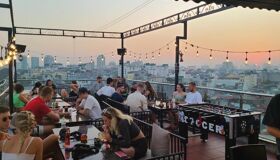 Hanoi Rooftop Bar under Sunset